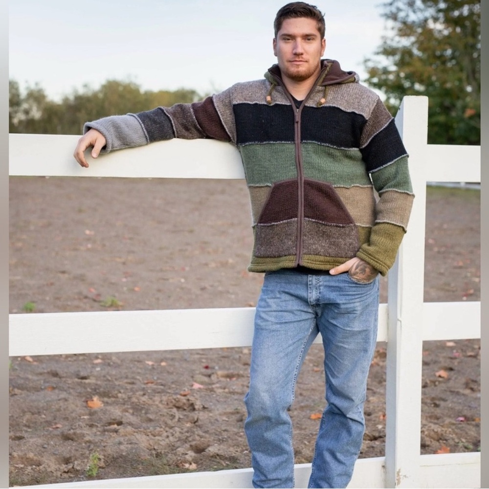 LAUNDROMAT Lost Horizons PATCHWORK FLEECE LINED SWEATER